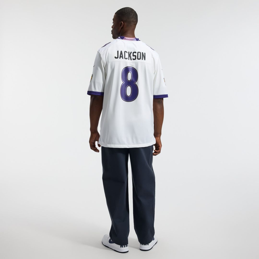 Baltimore Ravens Lamar Jackson Nike White Game Jersey product image 5, provided for visual reference and product detail