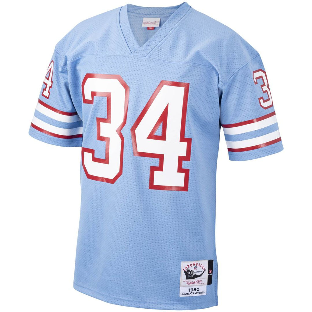 Houston Oilers 1980 Earl Campbell Mitchell & Ness Light Blue Authentic Throwback Retired Player Jersey product image 2,