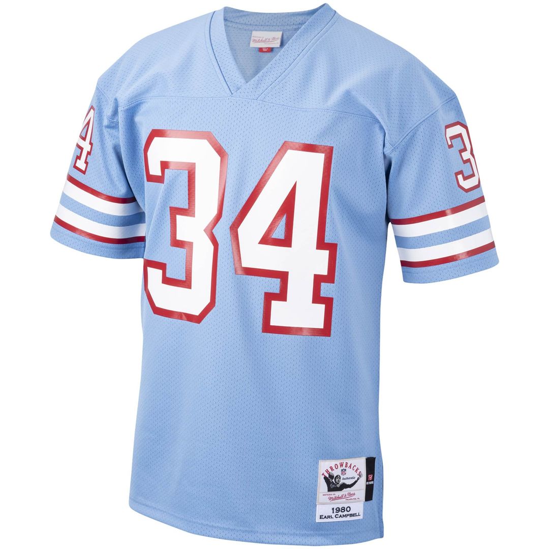 Houston Oilers 1980 Earl Campbell Mitchell & Ness Light Blue Authentic Throwback Retired Player Jersey product image 2,