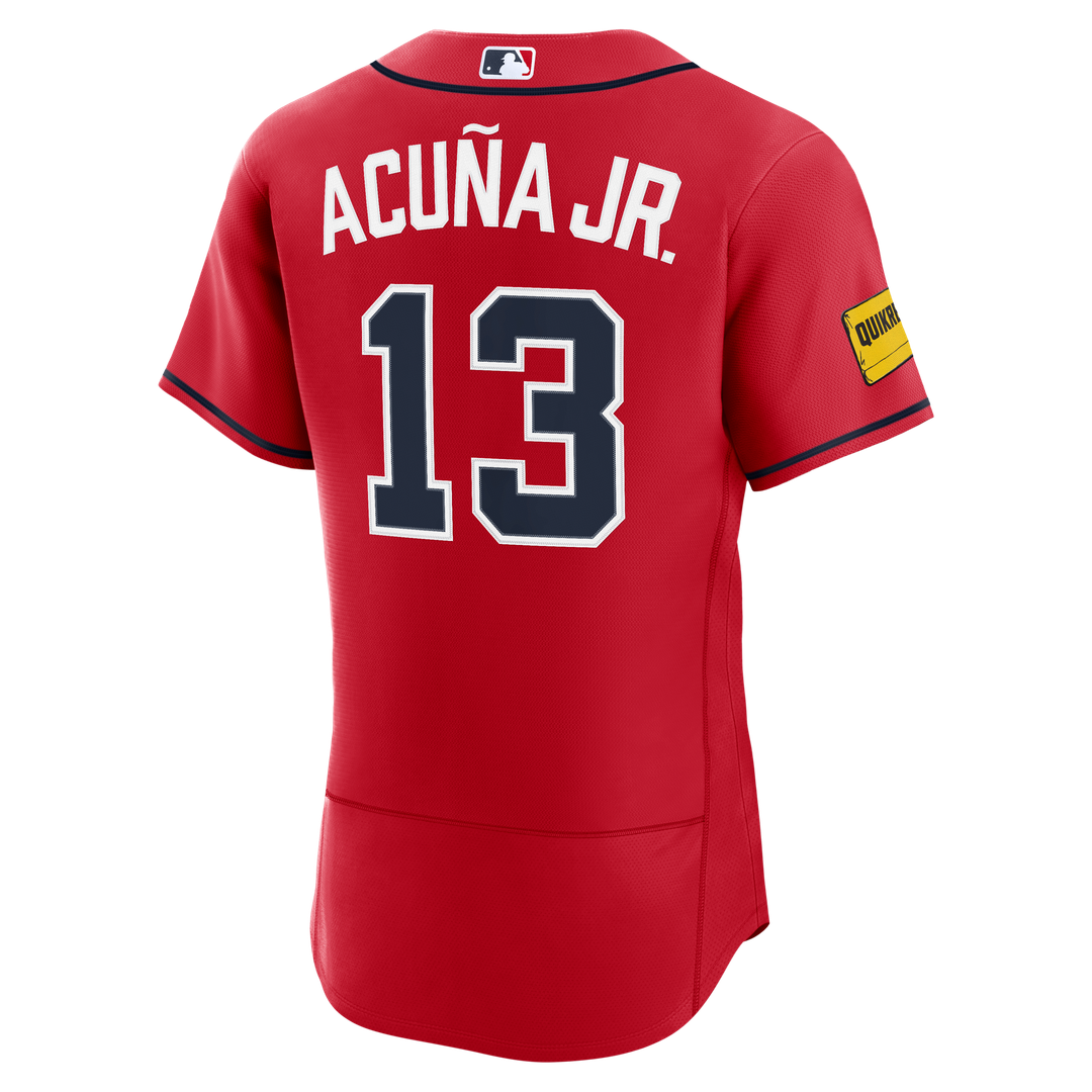 Atlanta Braves Ronald Acuña Jr. Nike Red Alternate Authentic Sponsor Patch Jersey product image 3, provided for visual