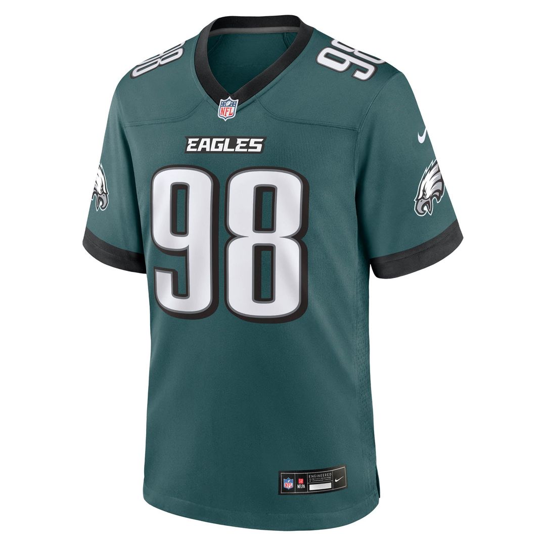 Philadelphia Eagles Jalen Carter Nike Midnight Green Team Game Jersey product image 2, provided for visual reference and
