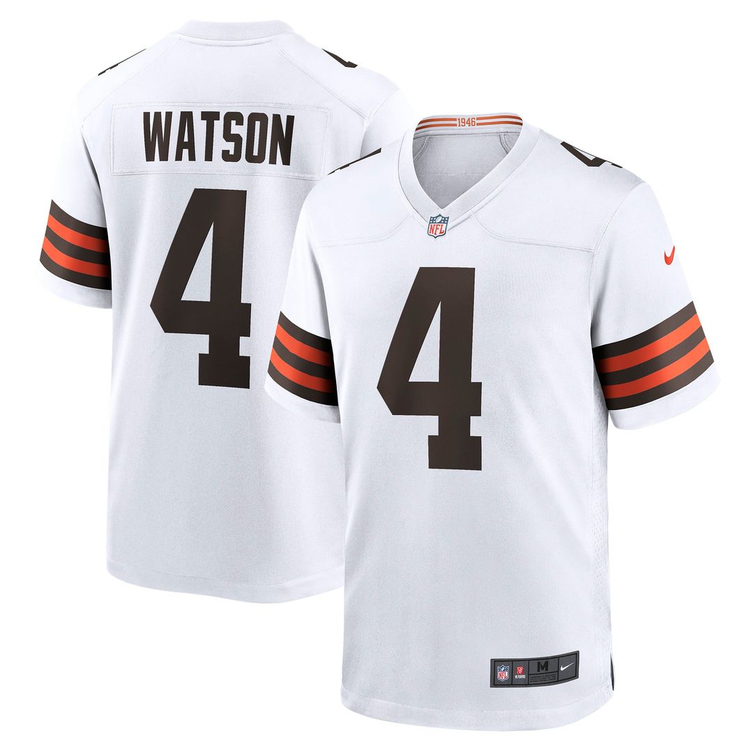 Cleveland Browns Deshaun Watson Nike White Game Jersey product image 1, provided for visual reference and product detail