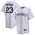 Colorado Rockies Kris Bryant Nike White/Purple Replica Player Jersey product image 1, provided for visual reference and