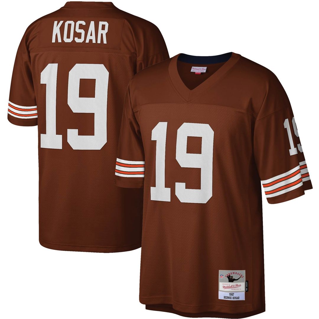 Cleveland Browns Bernie Kosar Mitchell & Ness Brown Legacy Replica Jersey product image 1, provided for visual reference and