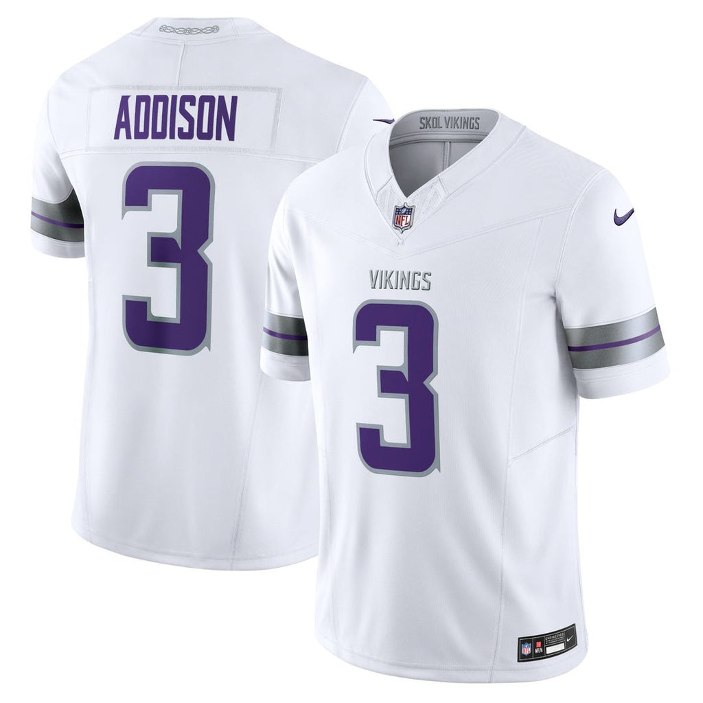 Minnesota Vikings Jordan Addison Nike White Alternate Vapor F.U.S.E. Limited Jersey product image 1, provided for visual