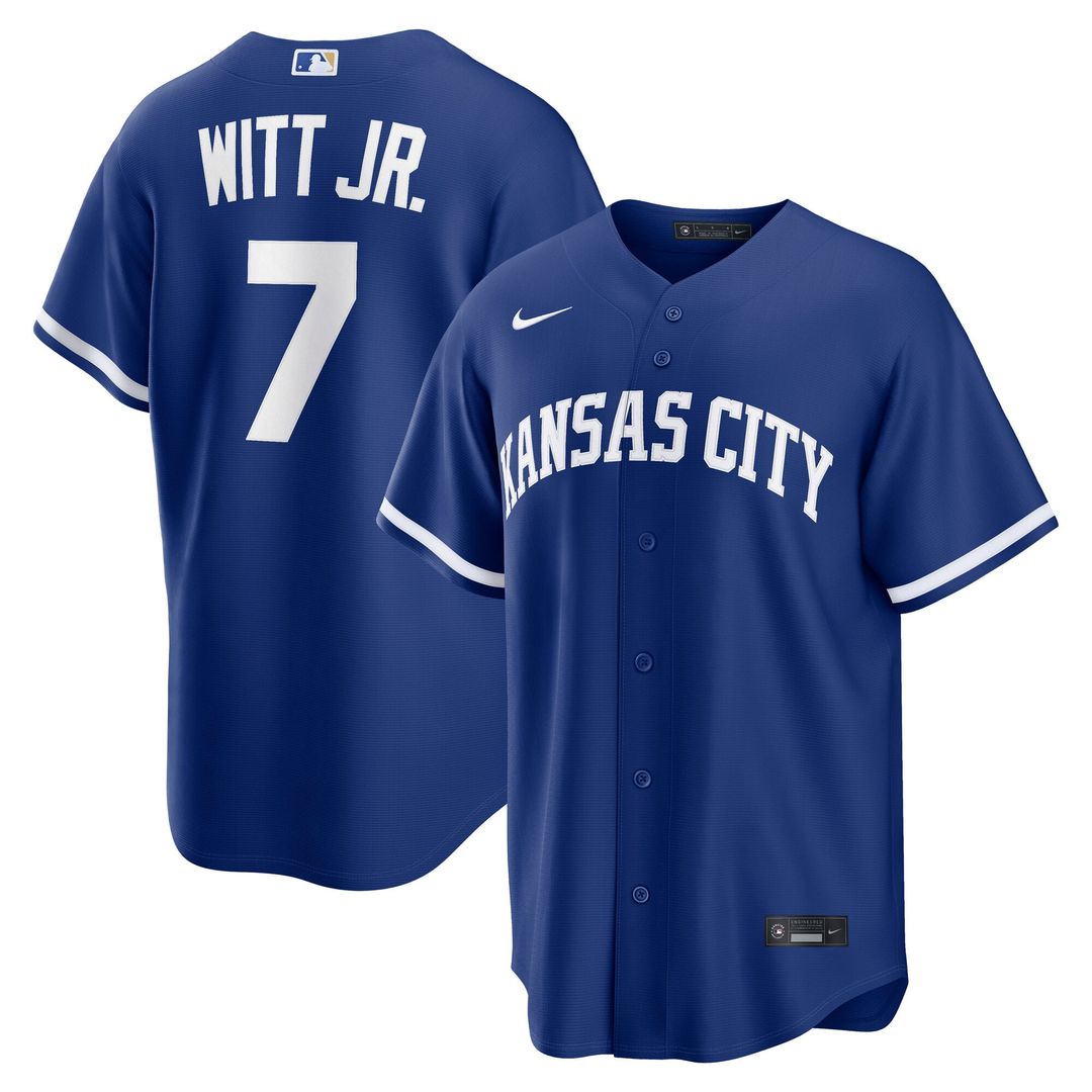 Kansas City Royals Bobby Witt Jr. Nike Royal Alternate Replica Jersey product image 4, provided for visual reference and