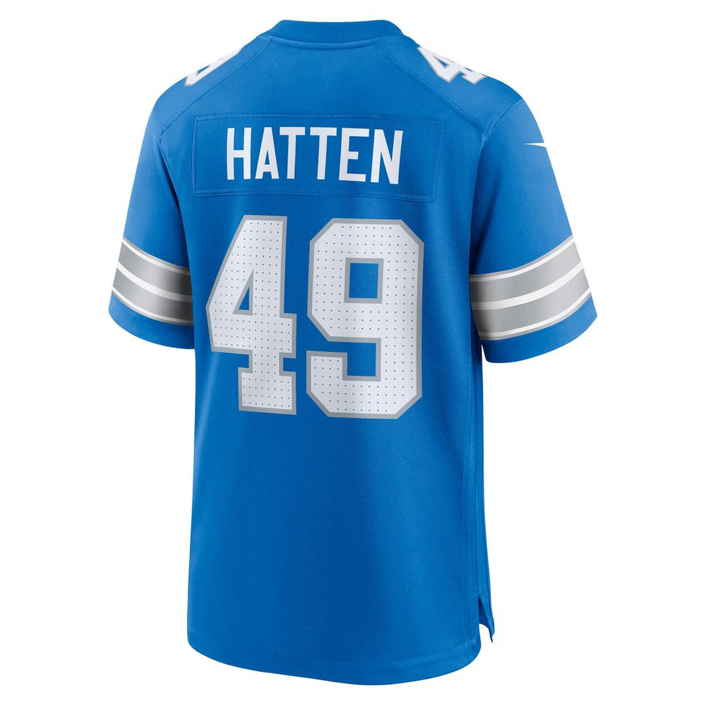 Detroit Lions Hogan Hatten Nike Blue Game Jersey product image 3, provided for visual reference and product detail review