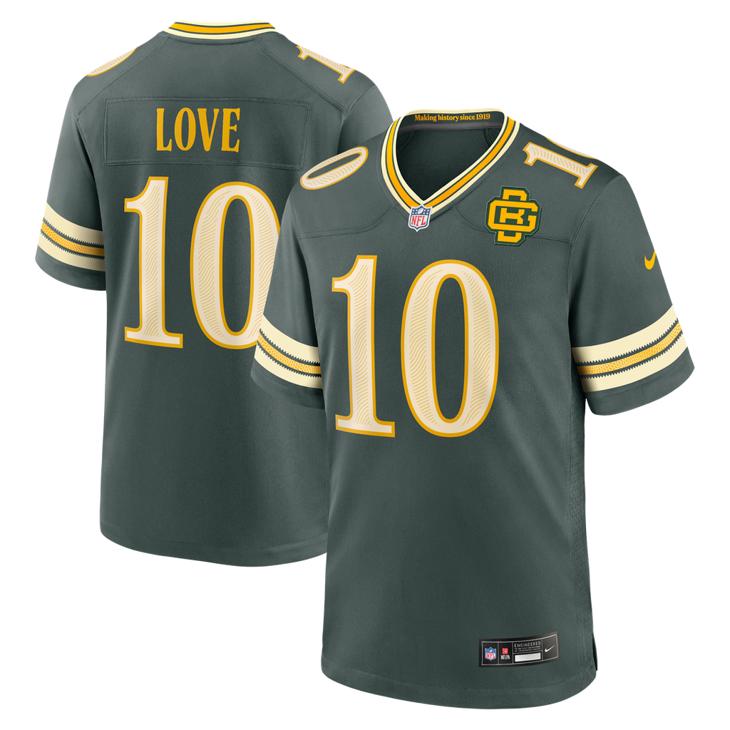 Green Bay Packers Jordan Love Nike Green 2026 Rivalries Collection Game Jersey product image 1, provided for visual