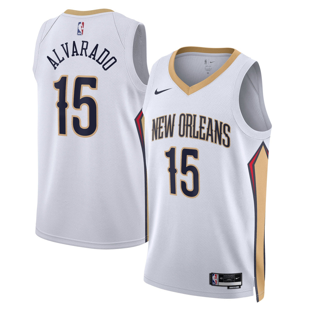 New Orleans Pelicans Nike Association Edition Swingman Jersey - White - Jose Alvarado - Unisex product image 1, provided for