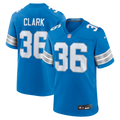Detroit Lions Chuck Clark Nike Blue Team Game Jersey product image 1, provided for visual reference and product detail review