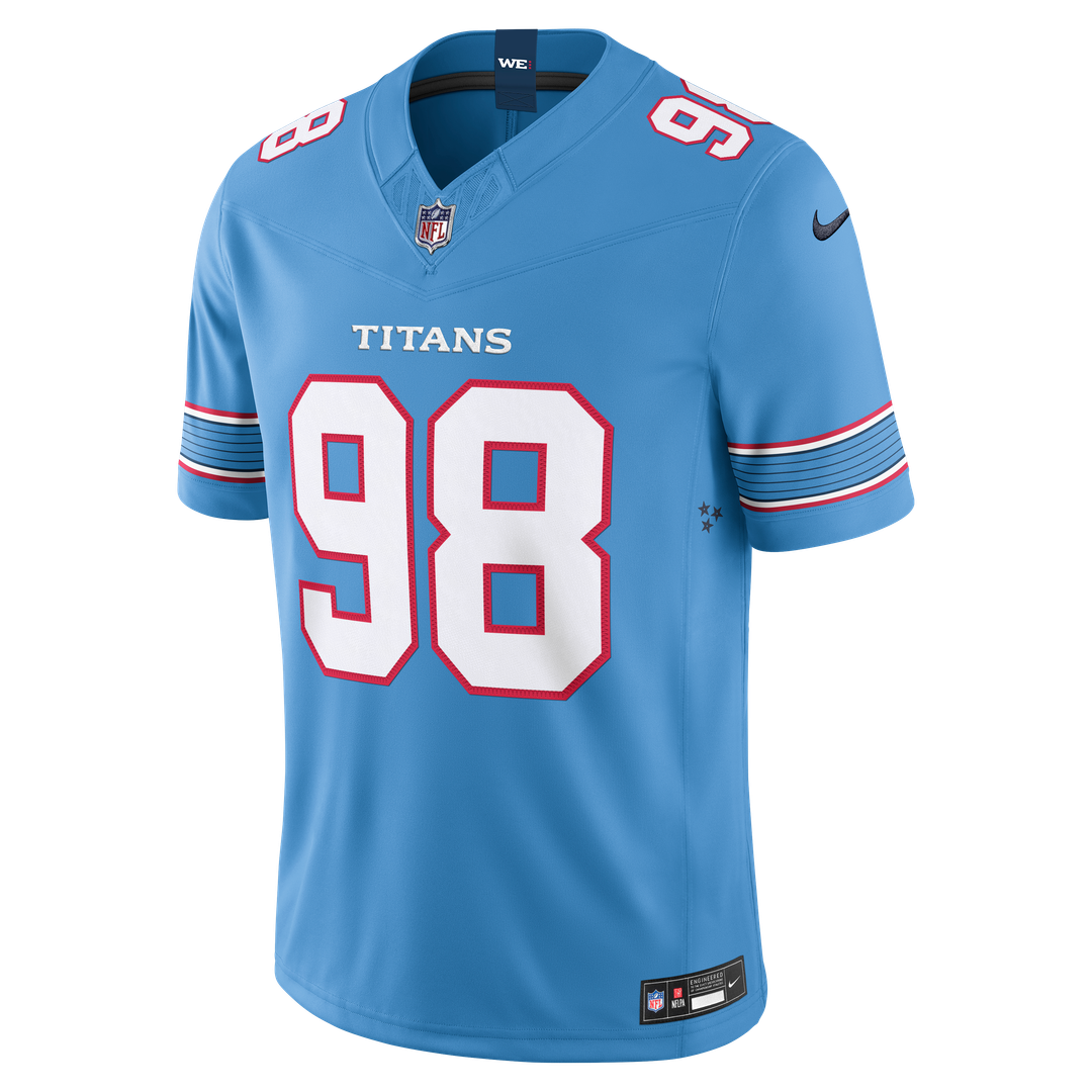 Tennessee Titans Jeffery Simmons Nike Light Blue Team Vapor F.U.S.E. Stitched Limited Jersey product image 2, provided for