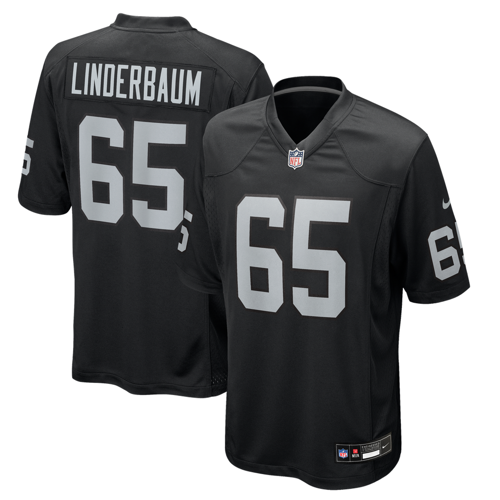 Las Vegas Raiders Tyler Linderbaum Nike Black Team Game Jersey product image 1, provided for visual reference and product
