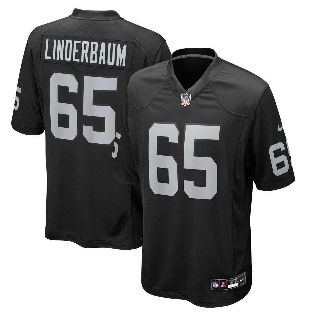Las Vegas Raiders Tyler Linderbaum Nike Black Team Game Jersey product image 1, provided for visual reference and product