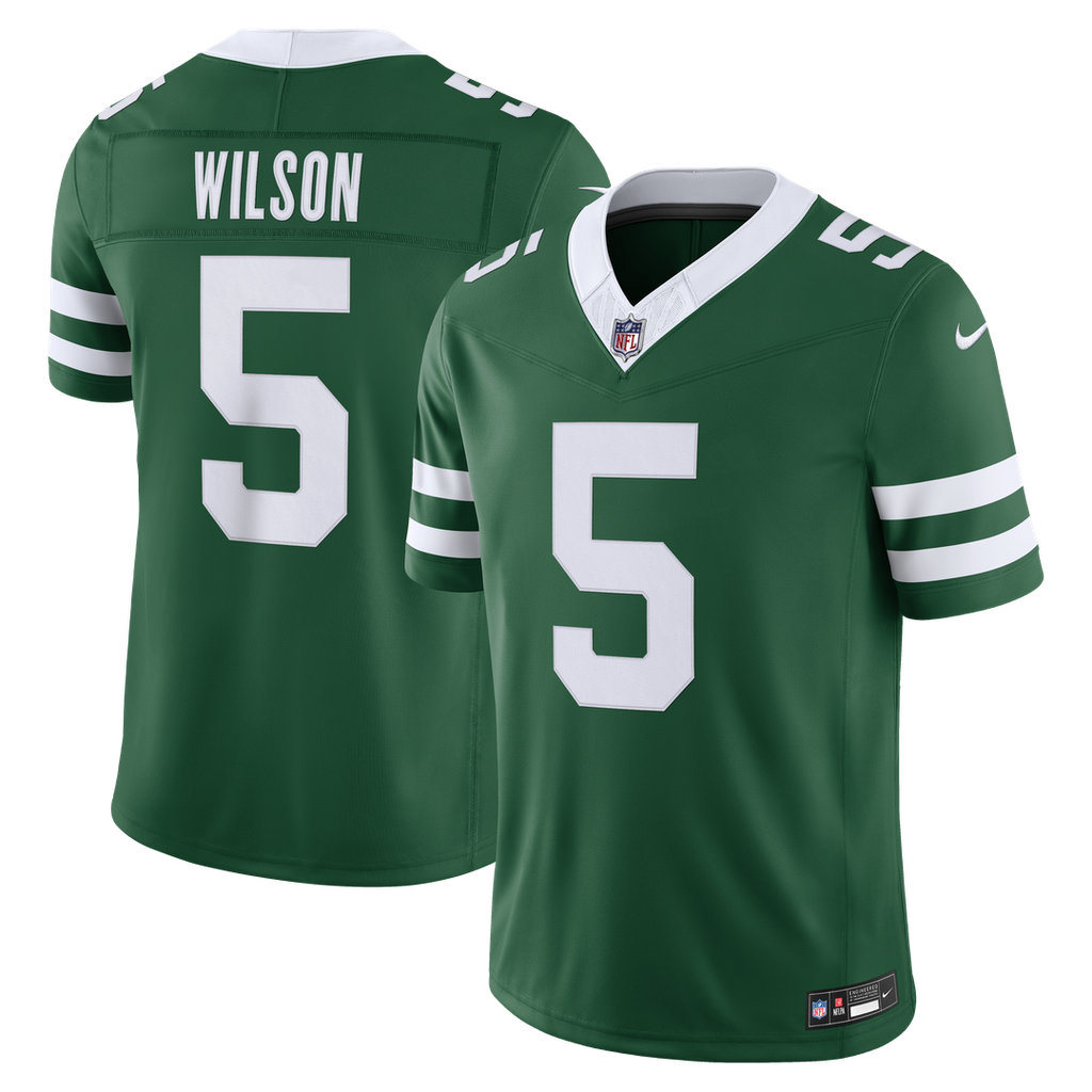 New York Jets Garrett Wilson Nike Legacy Green Team Vapor F.U.S.E. Stitched Limited Jersey product image 1, provided for