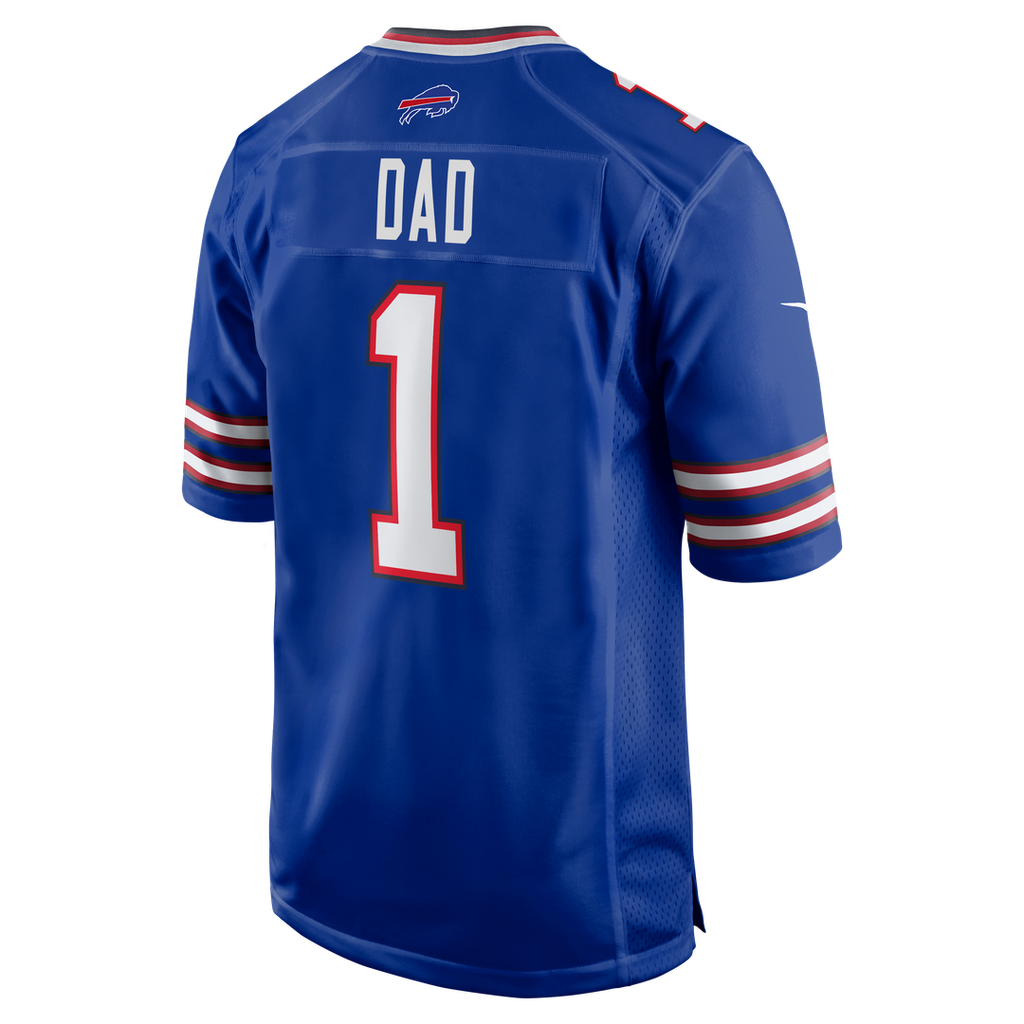Buffalo Bills Number 1 Dad Nike Royal Game Jersey product image 3, provided for visual reference and product detail review