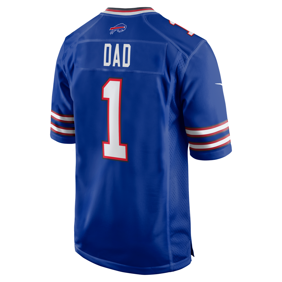 Buffalo Bills Number 1 Dad Nike Royal Game Jersey product image 3, provided for visual reference and product detail review