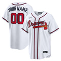 Atlanta Braves Nike White Home Stadium Custom Jersey product image 1, provided for visual reference and product detail review