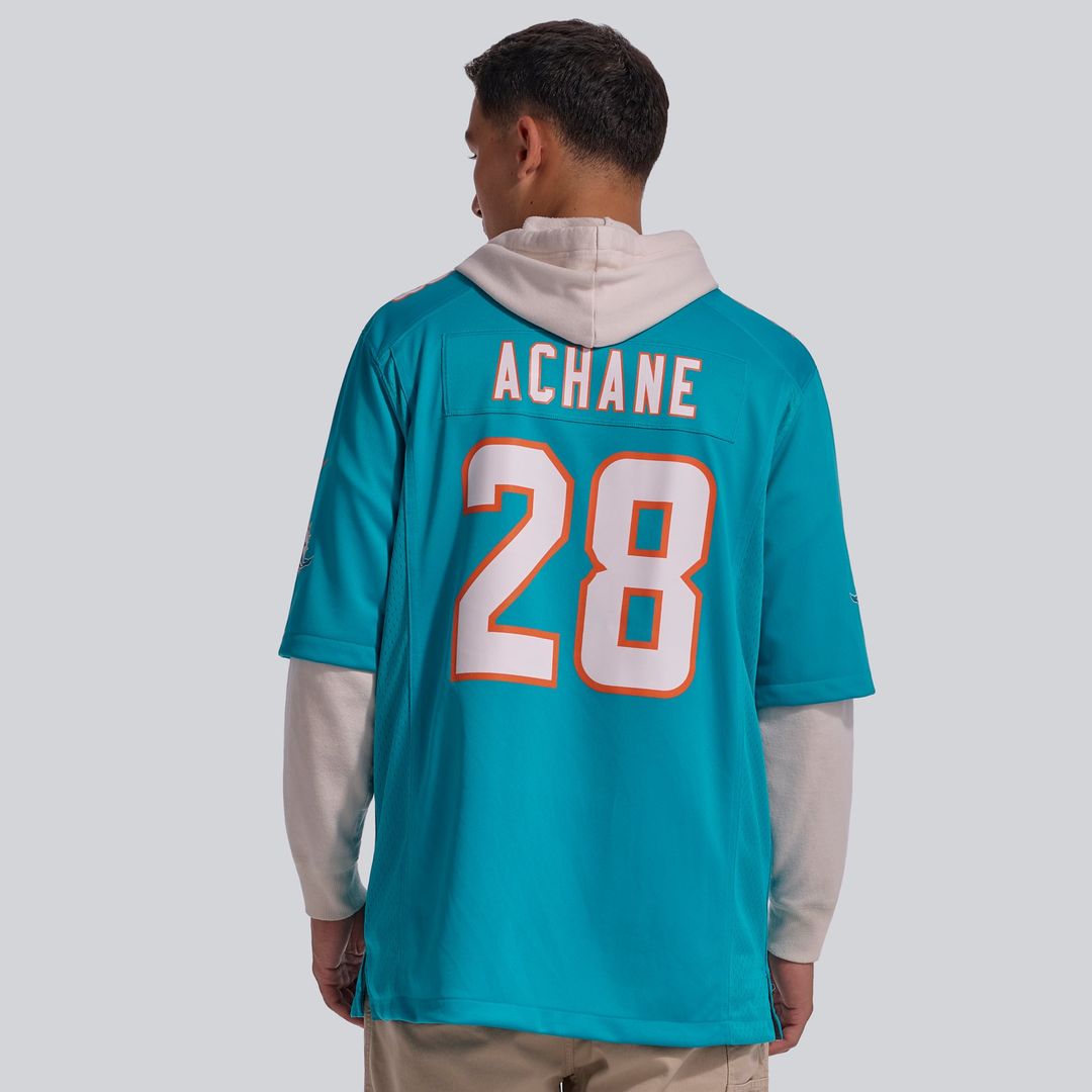 Miami Dolphins De'Von Achane Nike Aqua Player Game Jersey product image 3, provided for visual reference and product detail