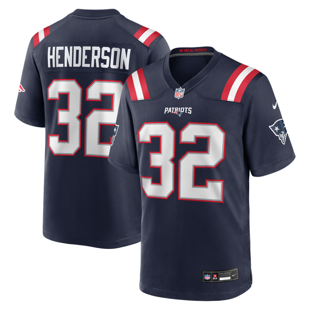 New England Patriots TreVeyon Henderson Nike Navy 2025 NFL Draft Game Jersey product image 9, provided for visual reference