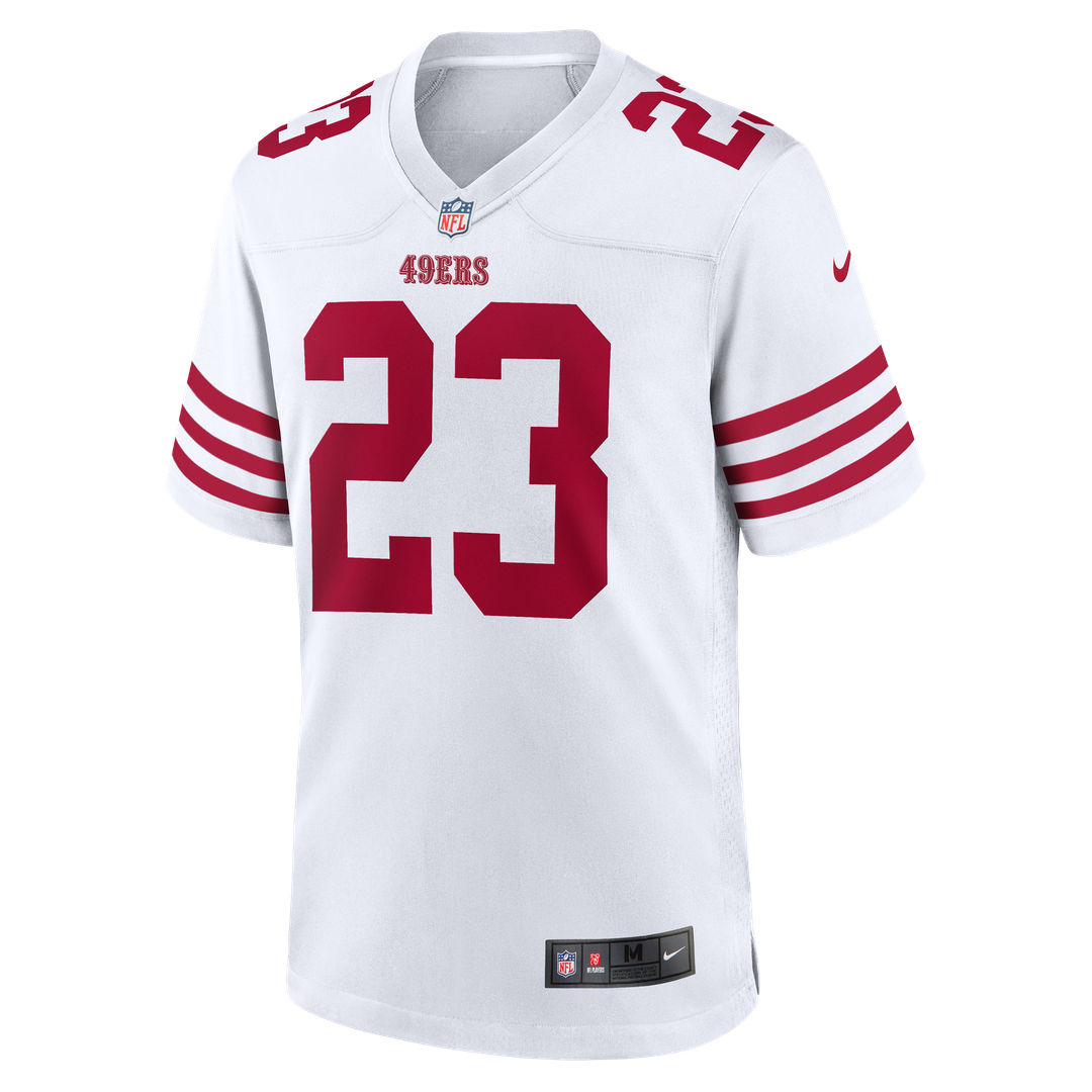 San Francisco 49ers Christian McCaffrey Nike White Game Player Jersey product image 5, provided for visual reference and