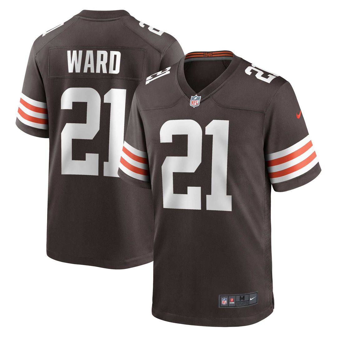 Cleveland Browns Denzel Ward Nike Brown Game Jersey product image 1, provided for visual reference and product detail review