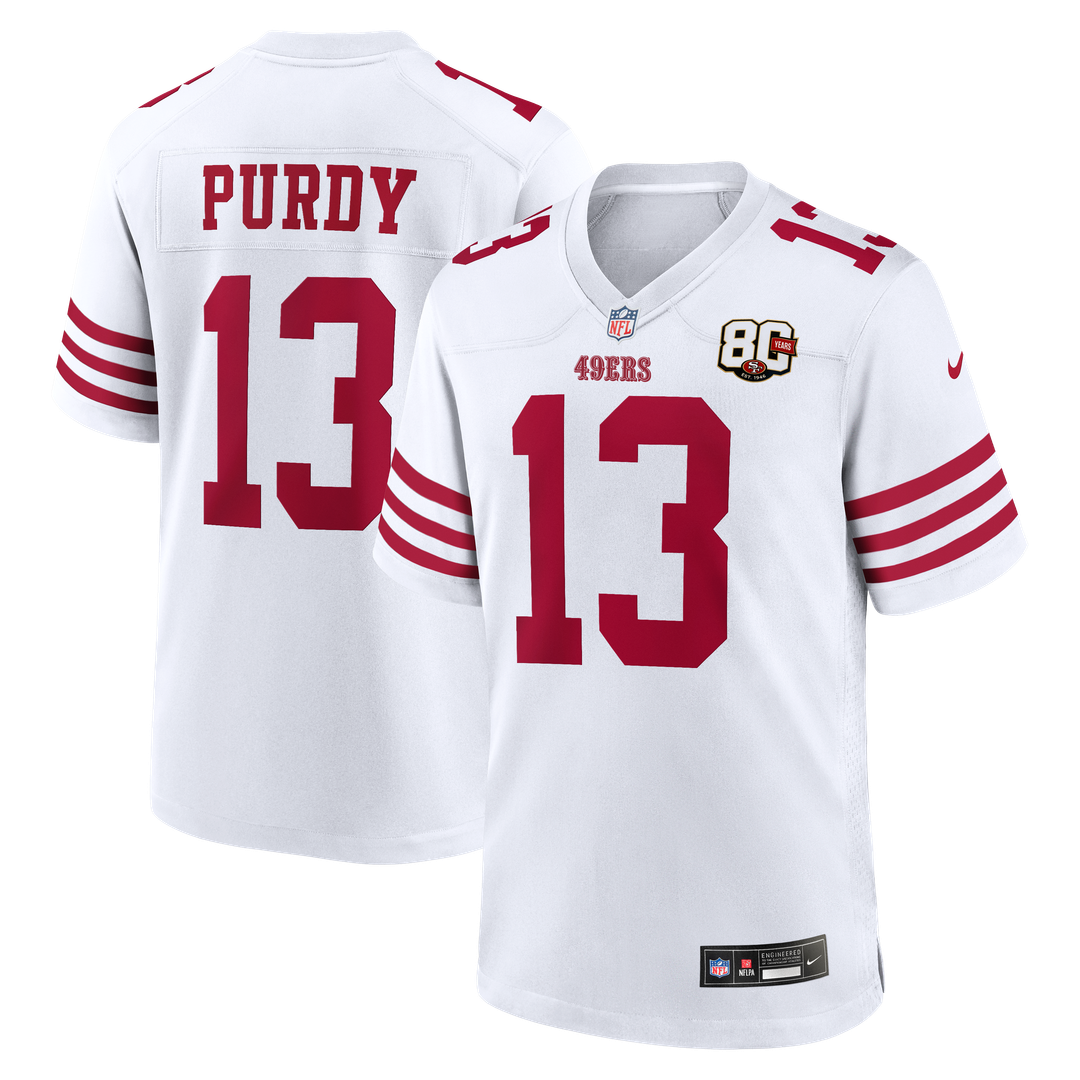 San Francisco 49ers Brock Purdy Nike Scarlet 80th Anniversary Game Jersey product image 21, provided for visual reference