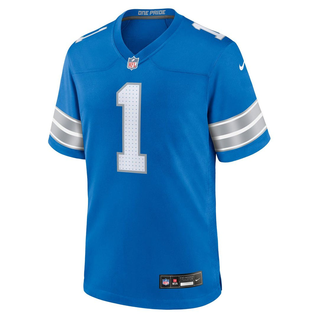 Detroit Lions Number 1 Groom Nike Blue Game Jersey product image 2, provided for visual reference and product detail review