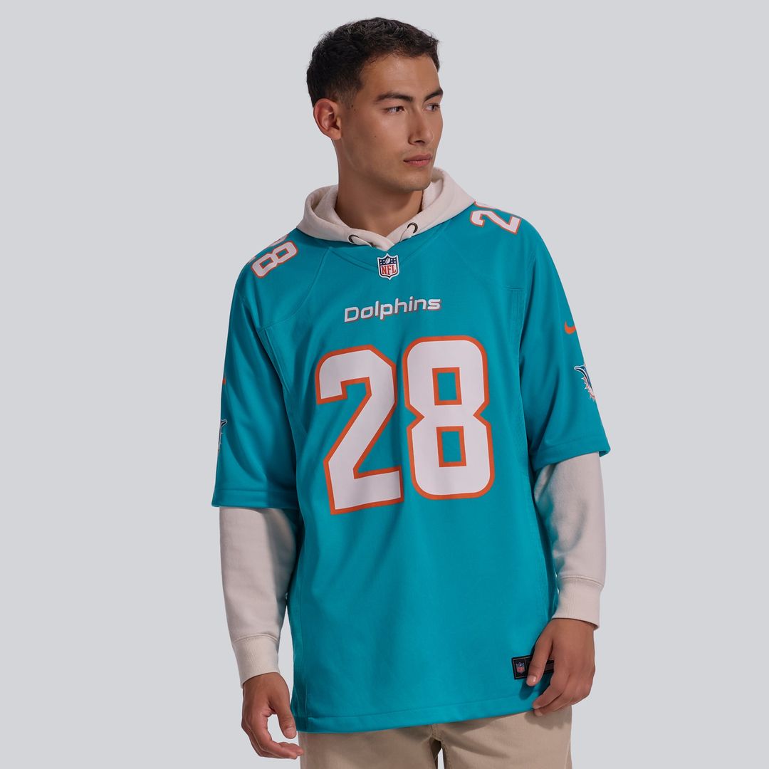 Miami Dolphins De'Von Achane Nike Aqua Player Game Jersey product image 2, provided for visual reference and product detail
