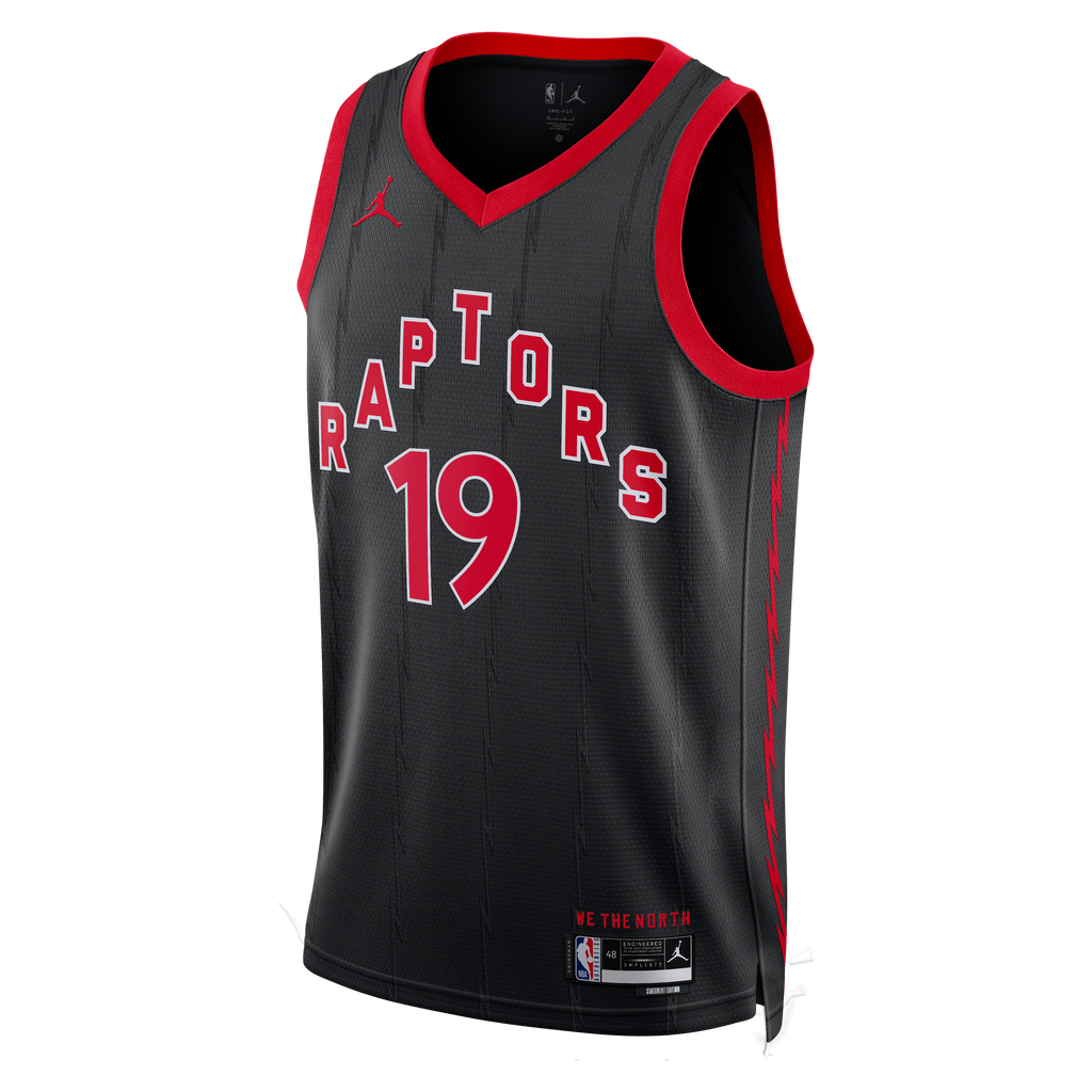Toronto Raptors Jordan Brand Statement Edition Swingman Jersey - Black - Jakob Poeltl - Unisex product image 3, provided for