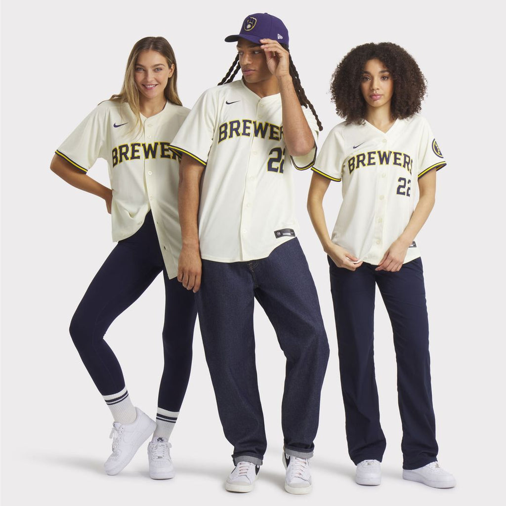 Milwaukee Brewers Christian Yelich Nike Cream Home Limited Player Jersey product image 8, provided for visual reference and