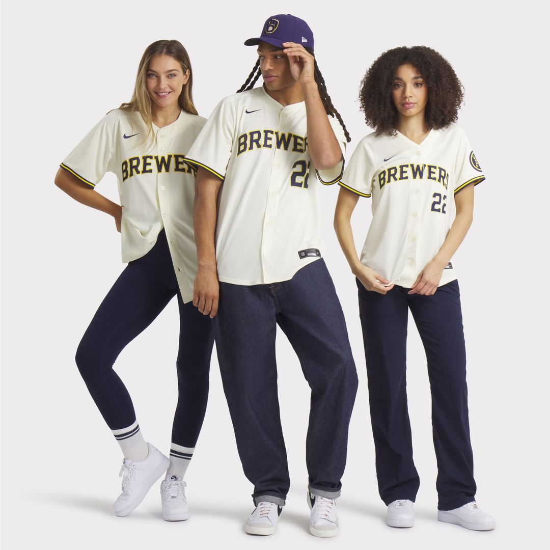 Milwaukee Brewers Christian Yelich Nike Cream Home Limited Player Jersey product image 8, provided for visual reference and
