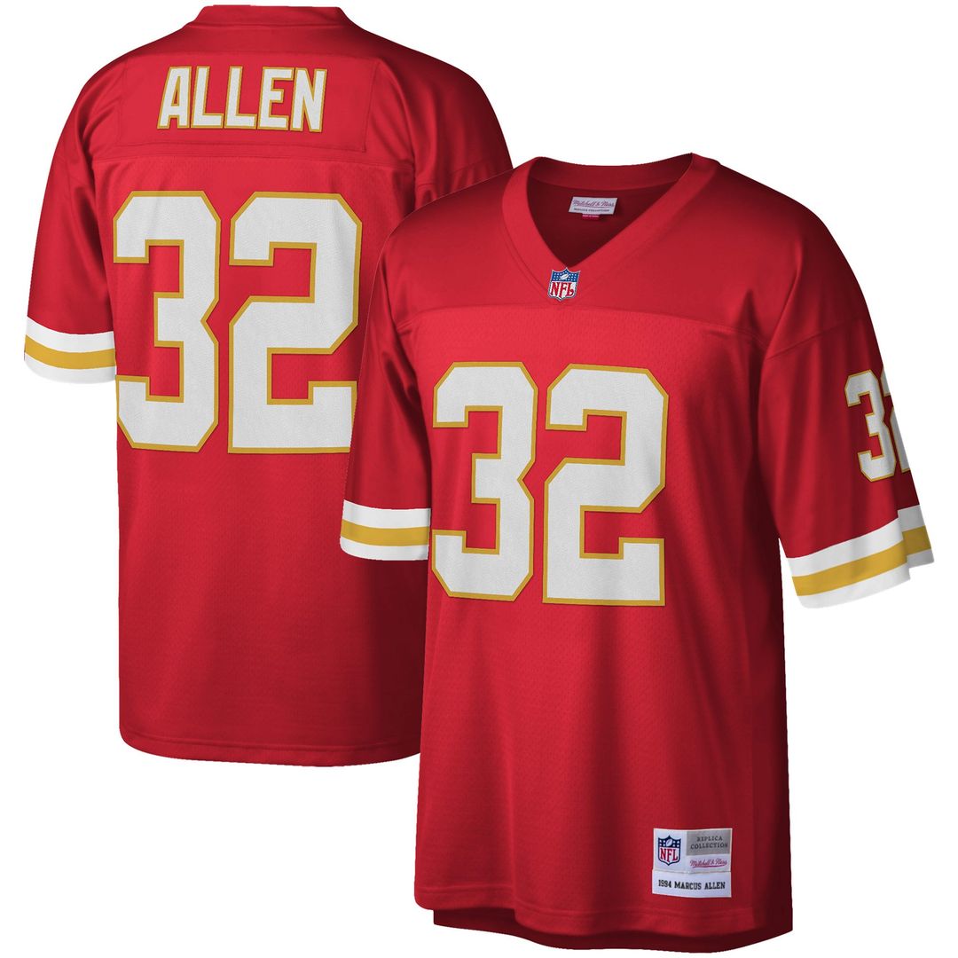 Kansas City Chiefs Marcus Allen Mitchell & Ness Red Legacy Replica Jersey product image 1, provided for visual reference and