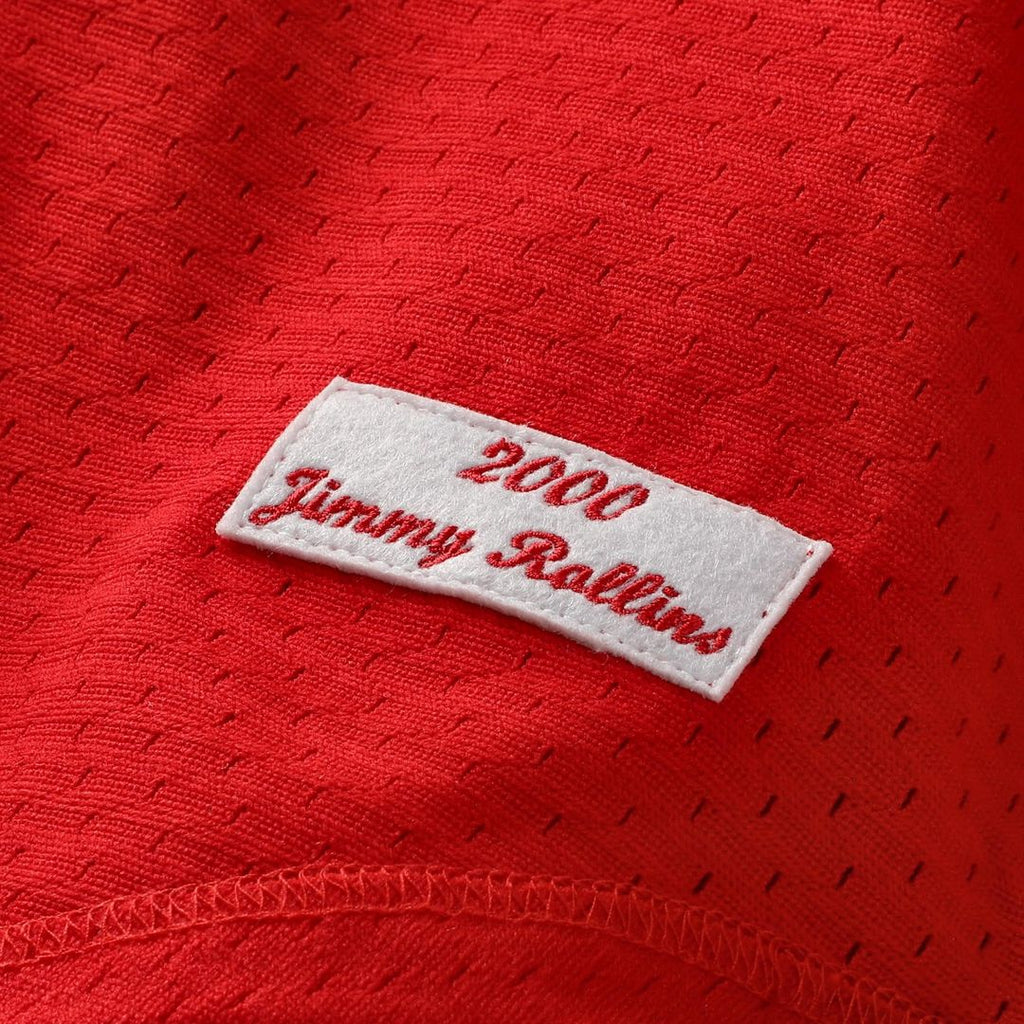 Philadelphia Phillies Jimmy Rollins Mitchell & Ness Red Cooperstown Mesh Batting Practice Button-Up Jersey product image 6,