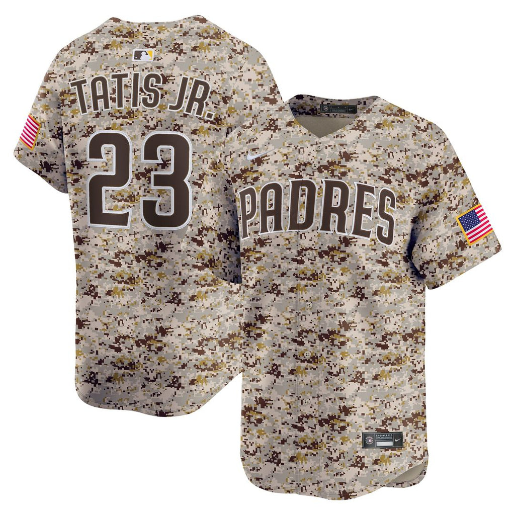 San Diego Padres Fernando Tatis Jr. Nike Camo Alternate 2 Limited Jersey product image 1, provided for visual reference and