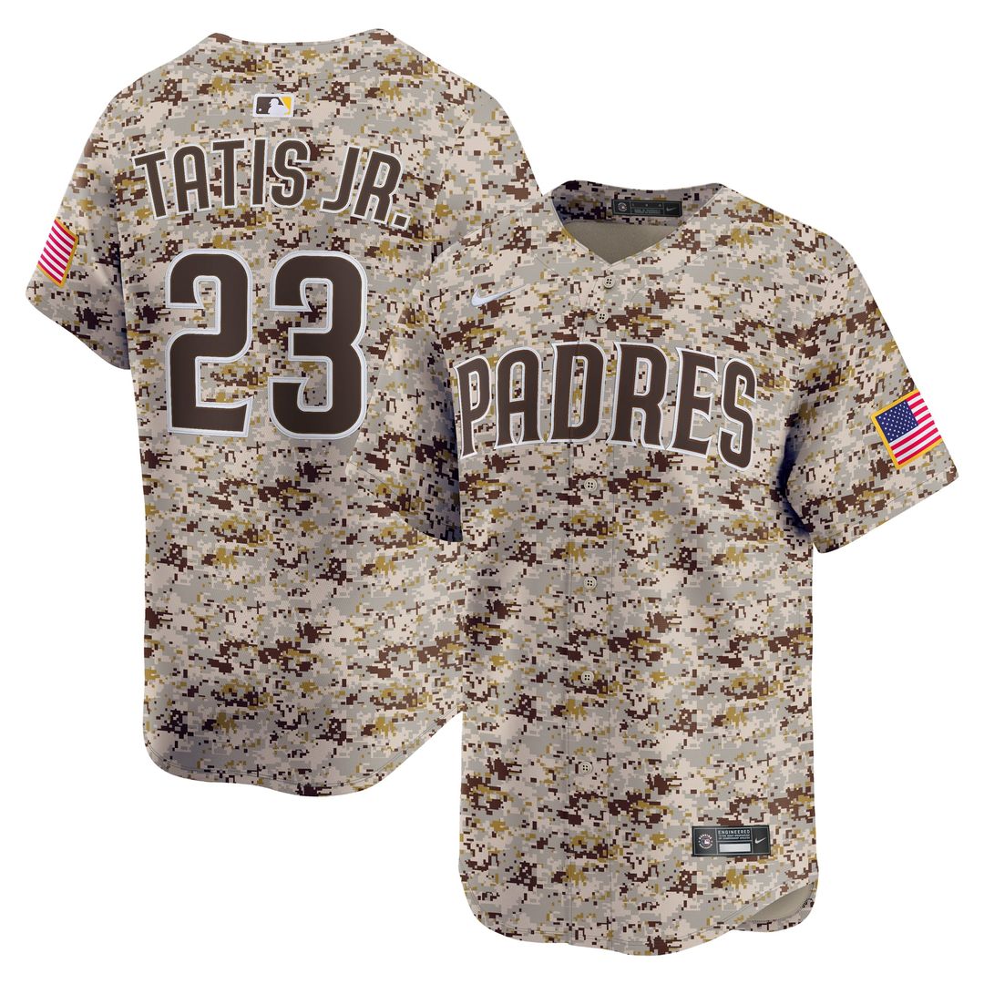 San Diego Padres Fernando Tatis Jr. Nike Camo Alternate 2 Limited Jersey product image 1, provided for visual reference and