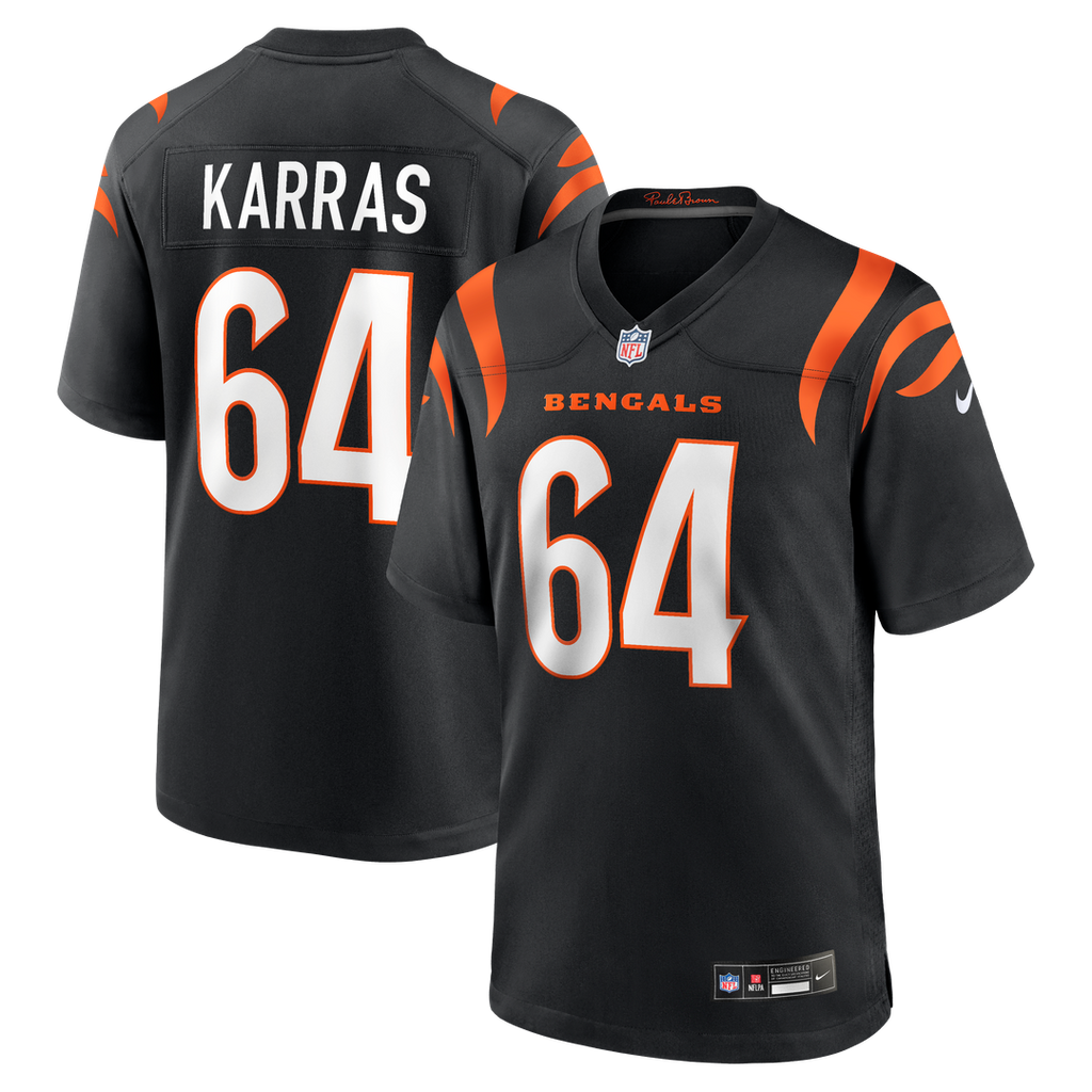 Cincinnati Bengals Ted Karras Nike Black Game Player Jersey product image 1, provided for visual reference and product
