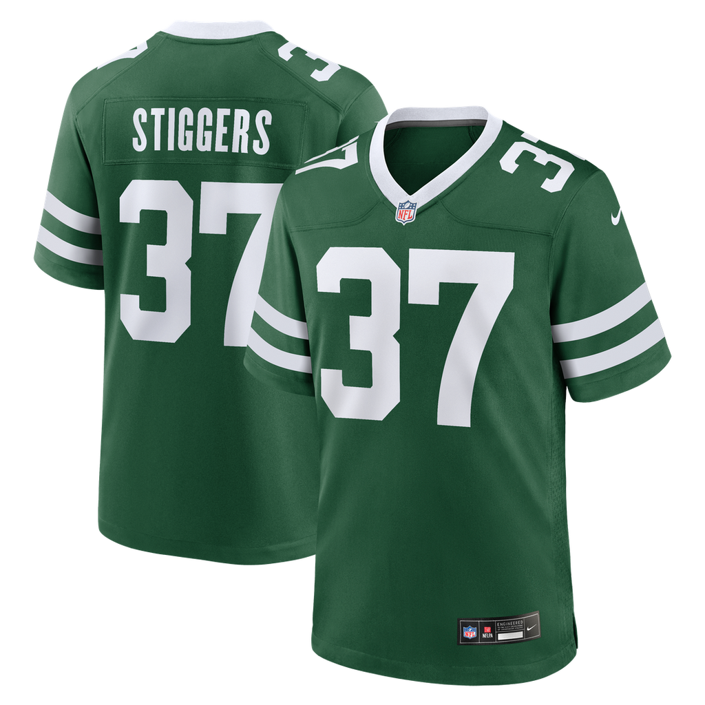 New York Jets Qwan'tez Stiggers Nike Legacy Green Team Game Jersey product image 1, provided for visual reference and