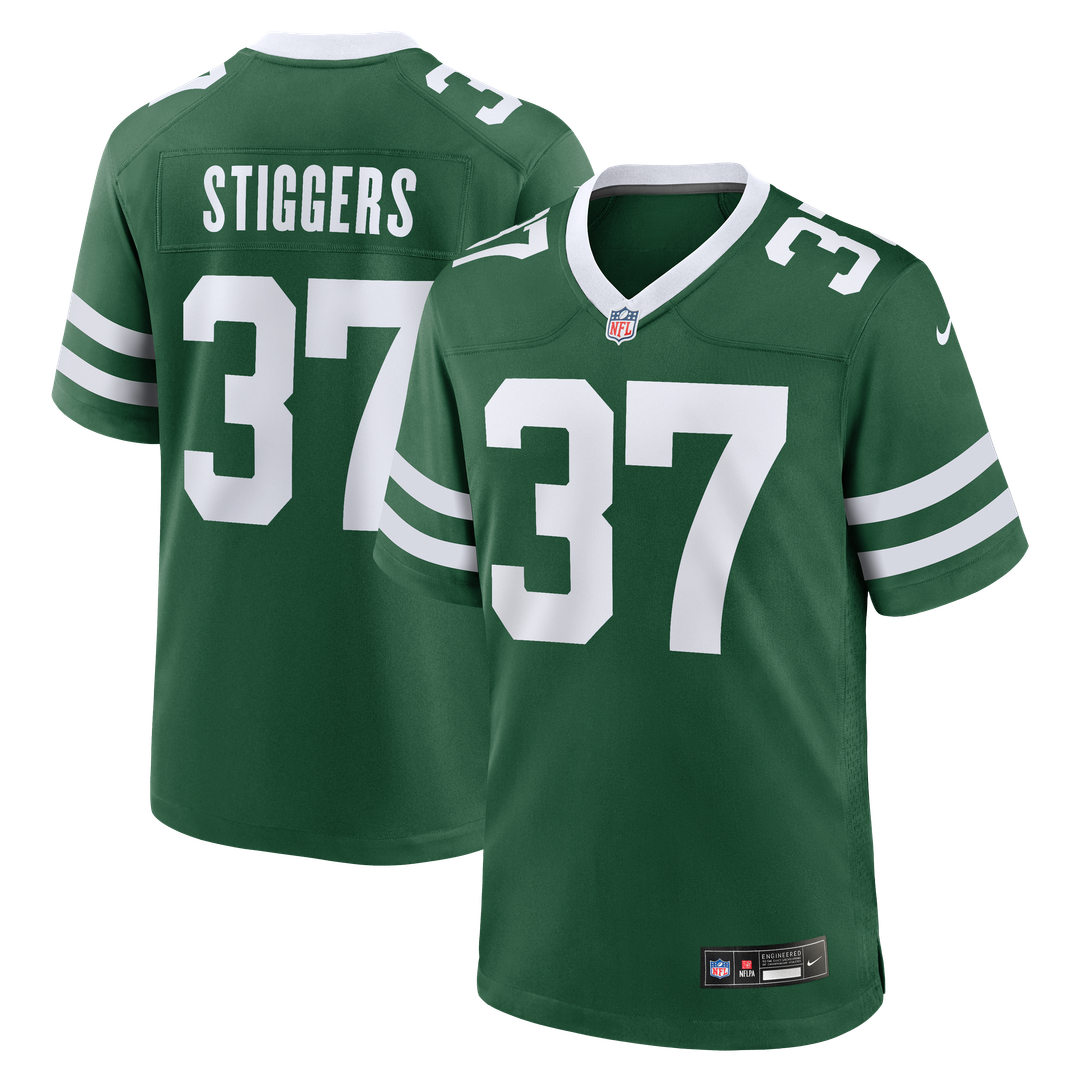 New York Jets Qwan'tez Stiggers Nike Legacy Green Team Game Jersey product image 1, provided for visual reference and
