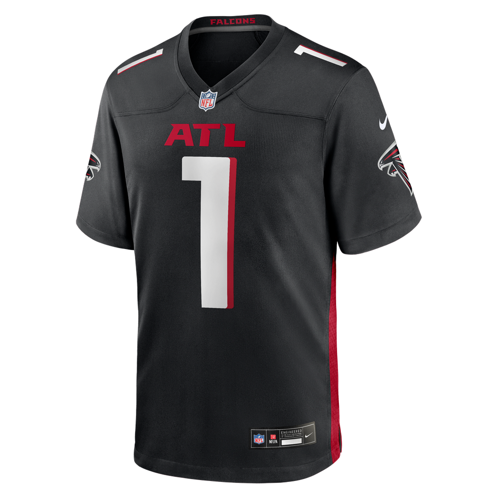 Atlanta Falcons Number 1 Groom Nike Black Game Jersey product image 2, provided for visual reference and product detail