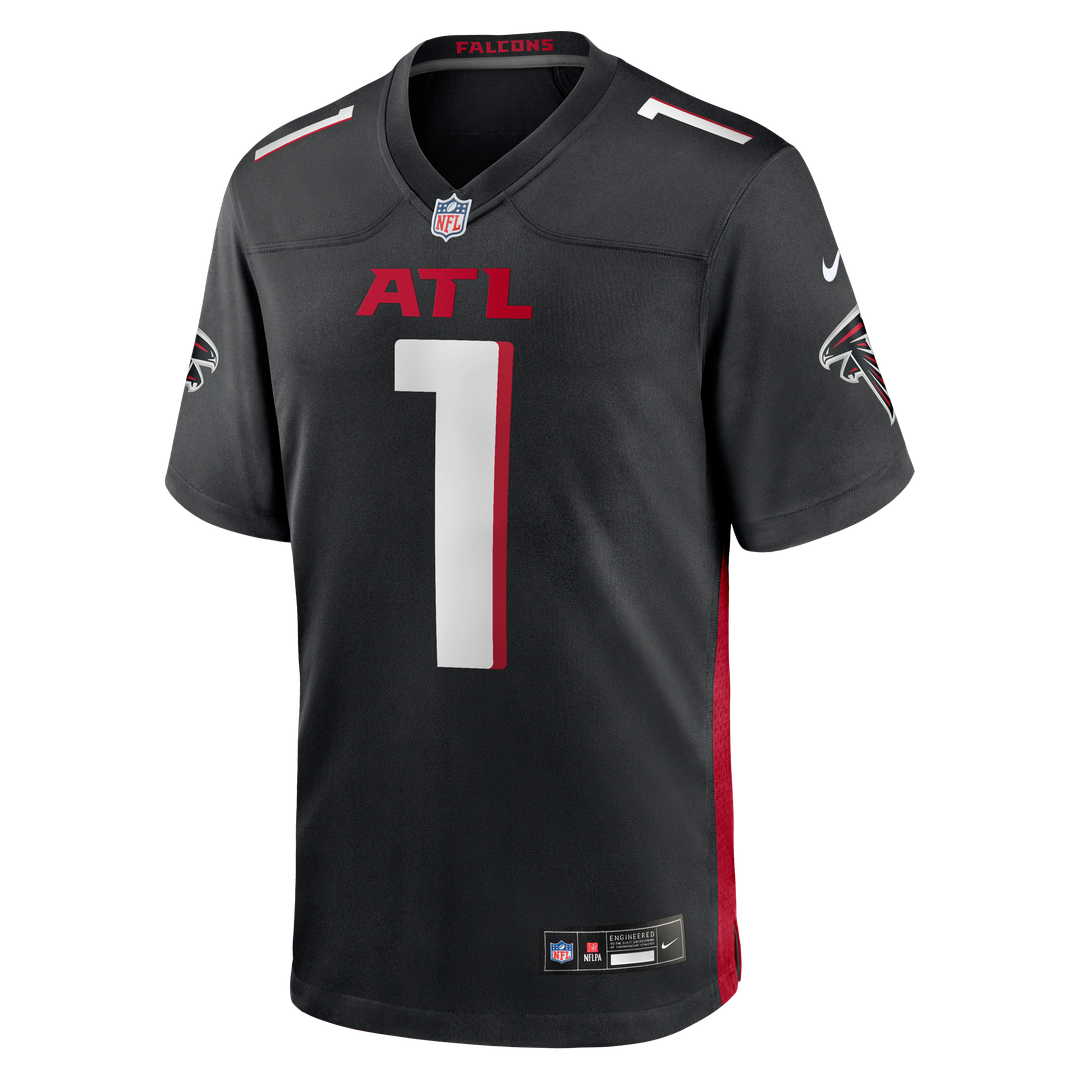 Atlanta Falcons Number 1 Groom Nike Black Game Jersey product image 2, provided for visual reference and product detail