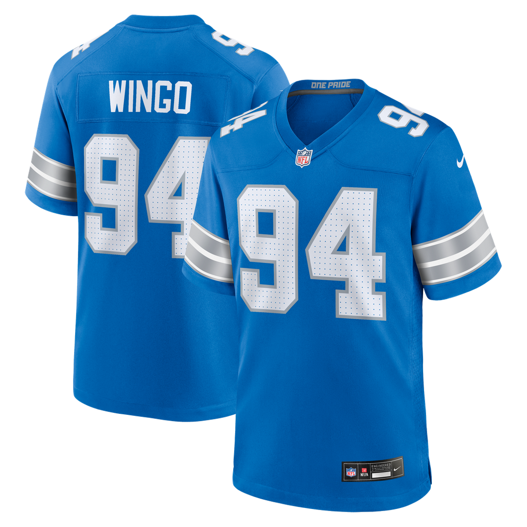 Detroit Lions Mekhi Wingo Nike Blue Team Game Jersey product image 1, provided for visual reference and product detail review