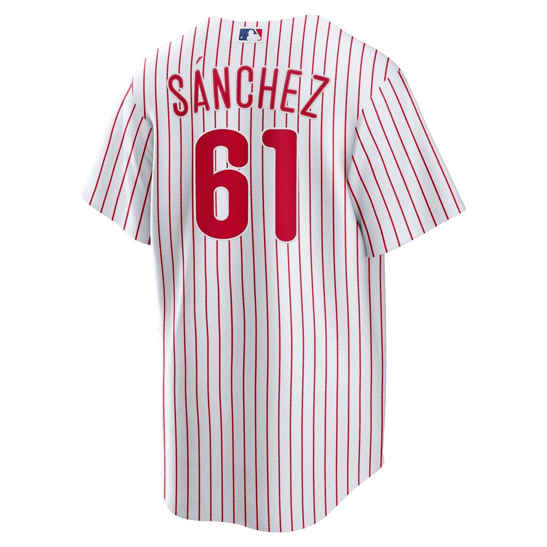 Philadelphia Phillies Cristopher Sanchez Nike White Home Replica Jersey product image 3, provided for visual reference and