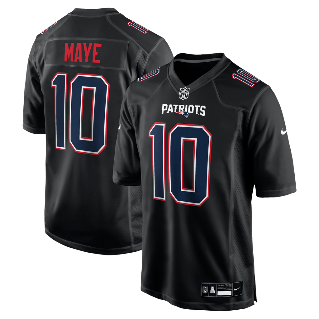 New England Patriots Drake Maye Nike Carbon Black Game Jersey product image 4, provided for visual reference and product