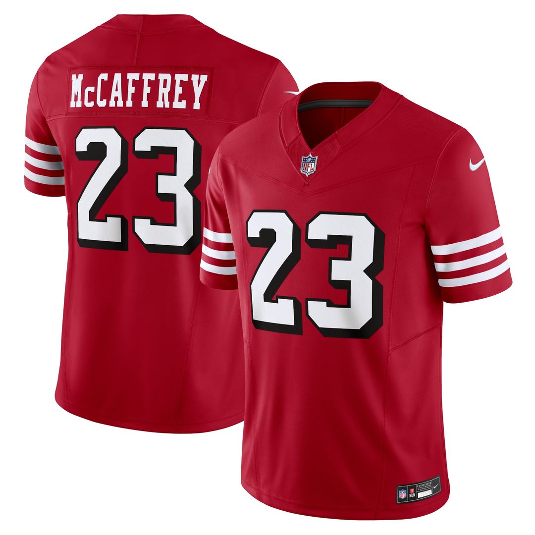 San Francisco 49ers Christian McCaffrey Nike Scarlet Vapor F.U.S.E. Limited Jersey product image 1, provided for visual