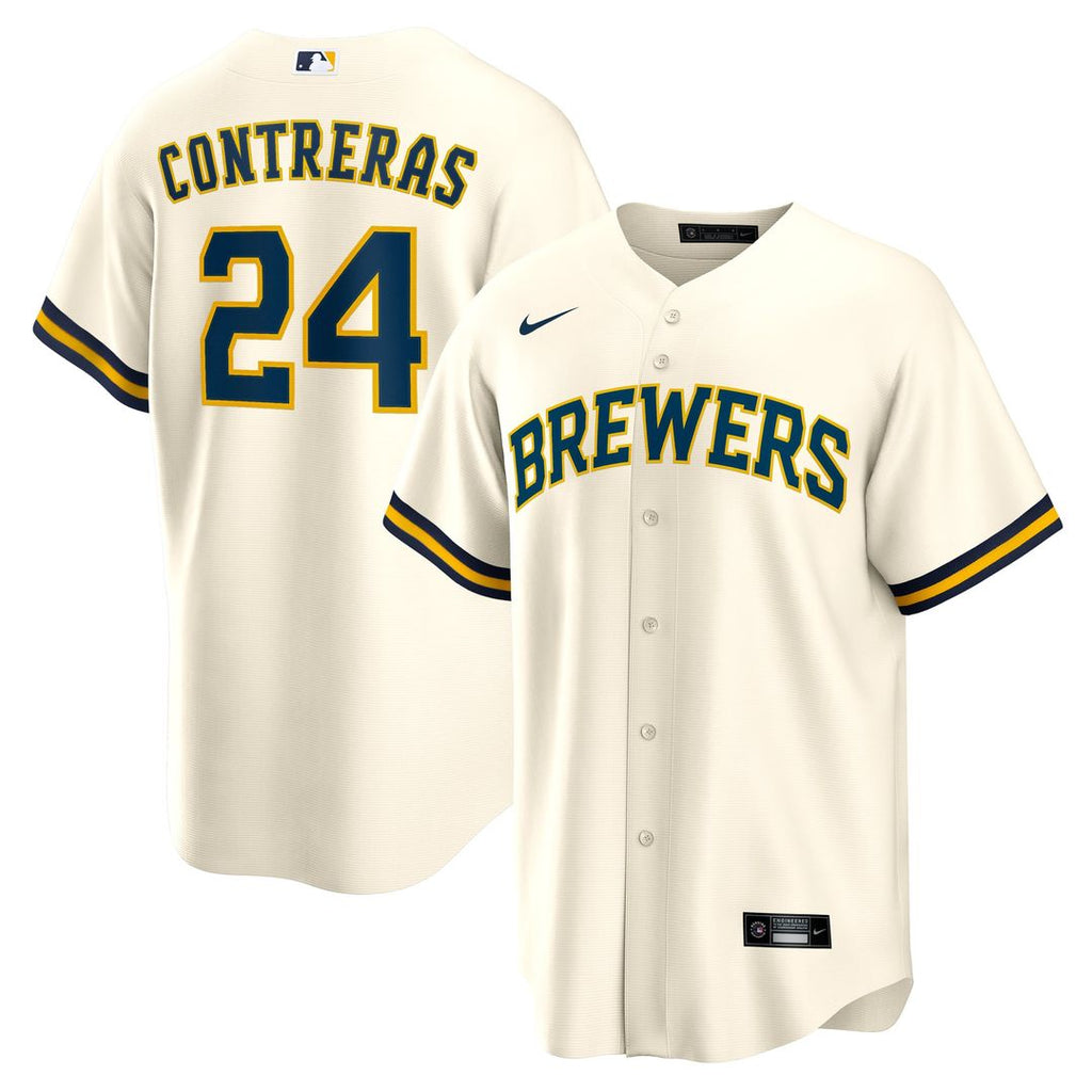 Milwaukee Brewers William Contreras Nike Cream Home Replica Jersey product image 1, provided for visual reference and