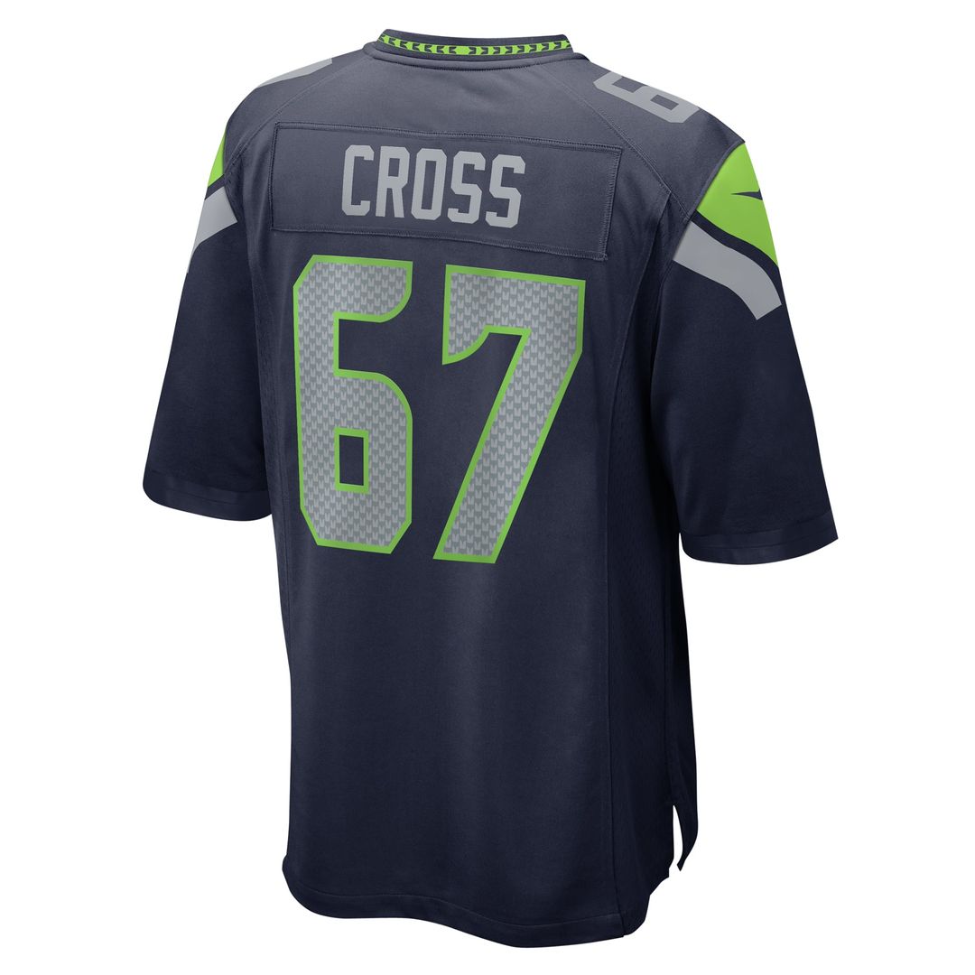 Seattle Seahawks Charles Cross Nike College Navy Game Jersey product image 3, provided for visual reference and product