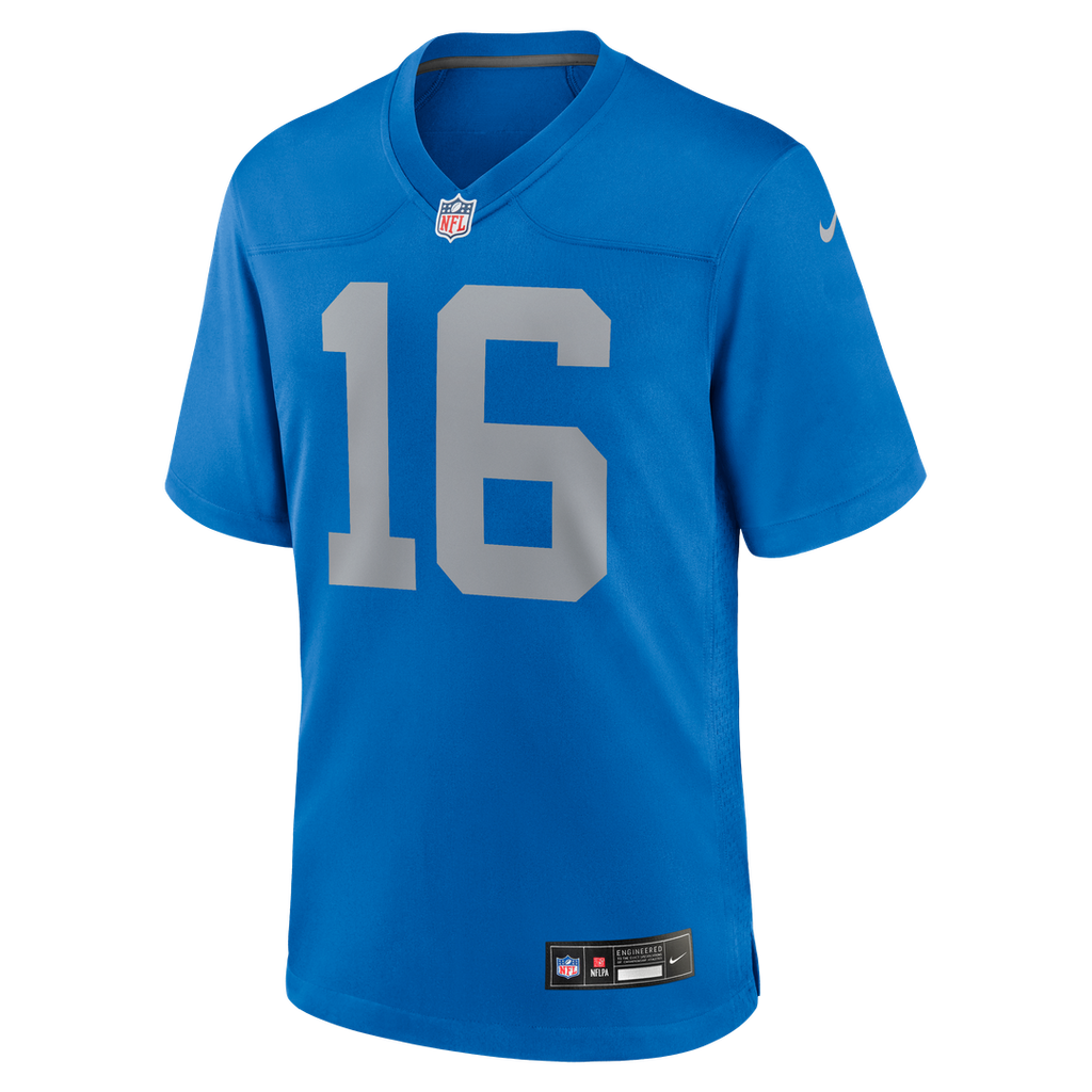 Detroit Lions Jared Goff Nike Blue Alternate Game Jersey product image 6, provided for visual reference and product detail