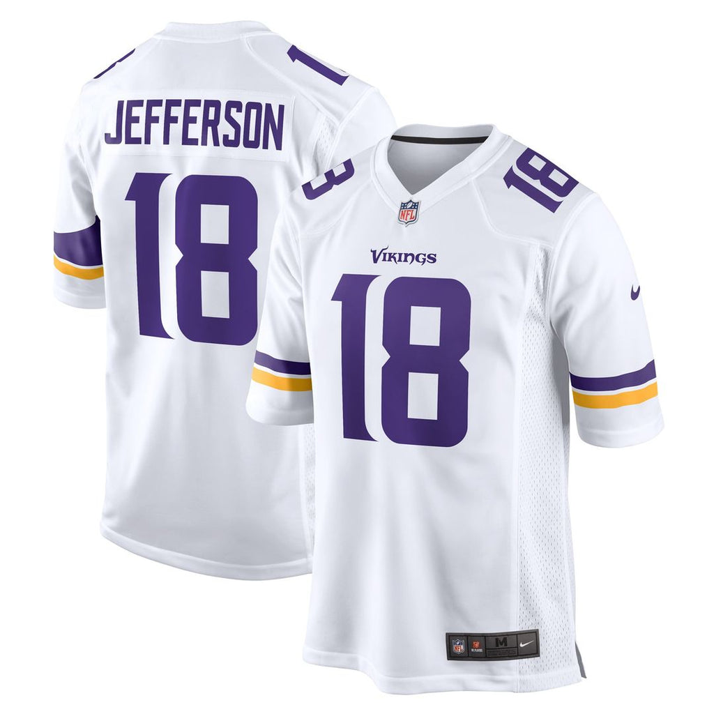 Minnesota Vikings Justin Jefferson Nike White Game Player Jersey product image 1, provided for visual reference and product