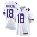 Minnesota Vikings Justin Jefferson Nike White Game Player Jersey product image 1, provided for visual reference and product