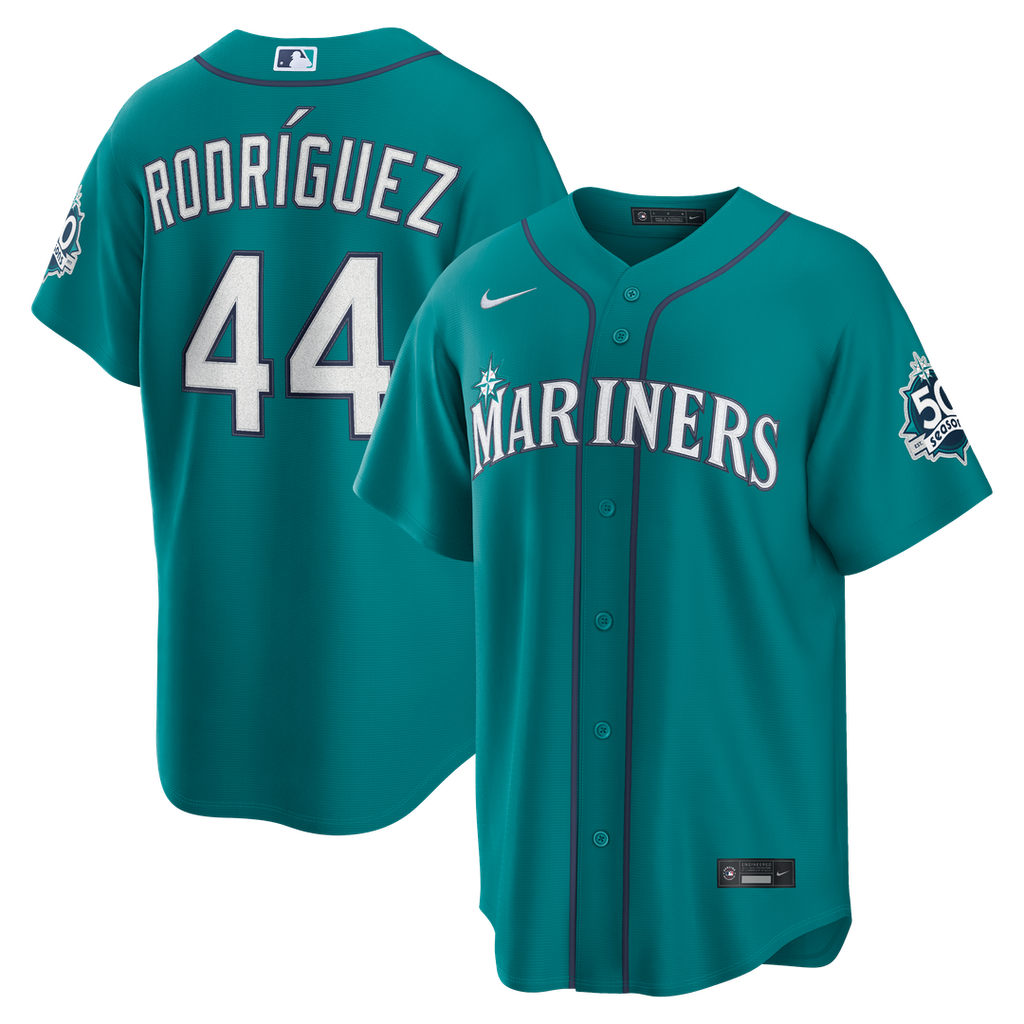 Seattle Mariners Julio Rodríguez Nike Teal Alternate Stadium 50th Season Patch Jersey product image 4, provided for visual